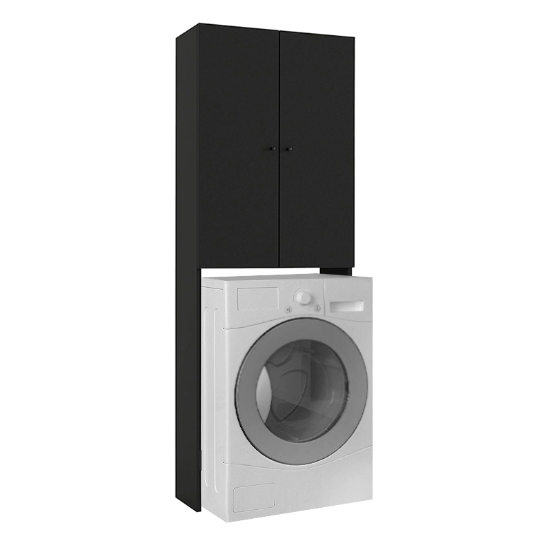 Romme Megapap melamine laundry machine cabinet in black color 65x27,1x180cm.