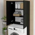 Romme Megapap melamine laundry machine cabinet in black color 65x27,1x180cm.