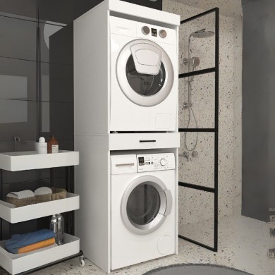 Fika Megapap melamine washing machine and draywer cabinet in white color 67x61.8x198.5cm.