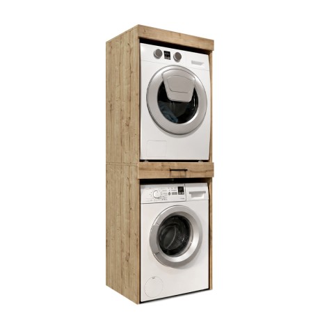 Fika Megapap melamine washing machine and draywer cabinet in sapphire oak color 67x61.8x198.5cm.