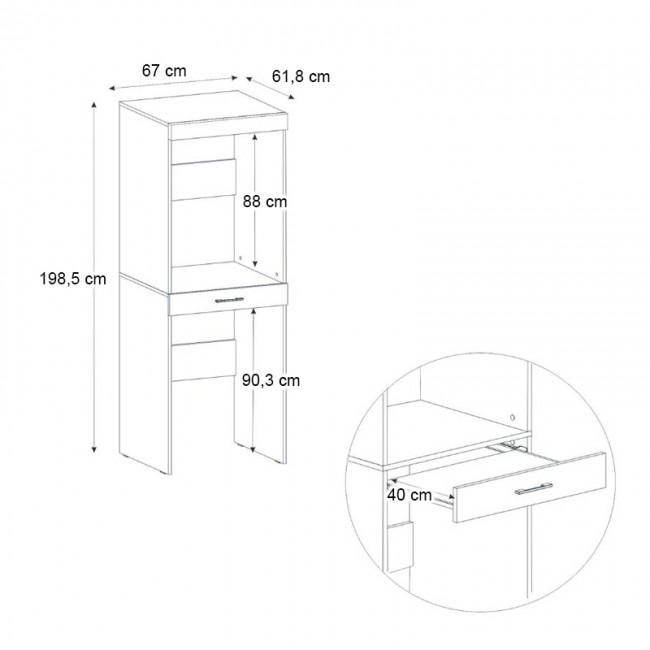Έπιπλο πλυντηρίου - στεγνωτηρίου Fika Megapap χρώμα sapphire oak 67x61,8x198,5εκ.
