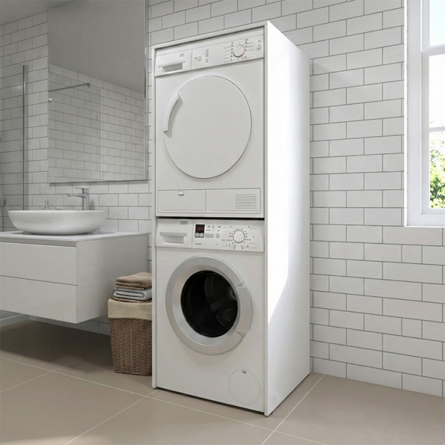 Έπιπλο πλυντηρίου - στεγνωτηρίου Zakar Megapap χρώμα λευκό 70x60x180εκ.