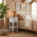 Έπιπλο stand Maison classic χαμηλό με μασίφ ξύλινο σκελετό σε χρώμα antique λευκό Υ. 55εκ