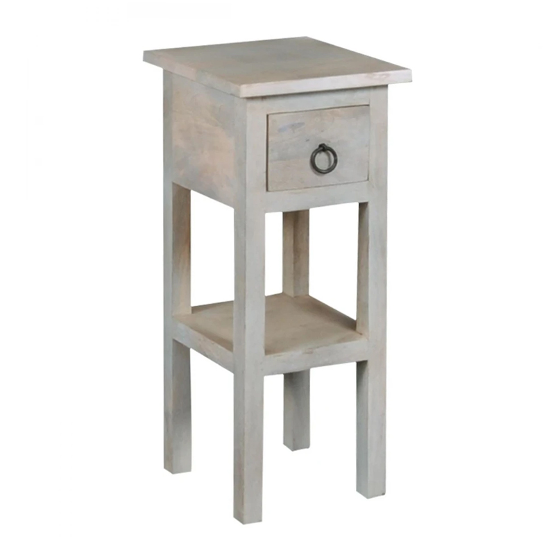 Έπιπλο stand Maison classic χαμηλό με μασίφ ξύλινο σκελετό σε χρώμα antique λευκό Υ. 55εκ