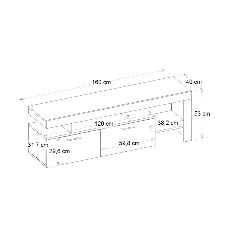 Έπιπλο τηλεόρασης Acnes Megapap χρώμα λευκό - sapphire oak 160x40x53εκ.