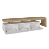 Acnes Megapap melamine tv stand in white - sapphire oak color 220x40x52cm.