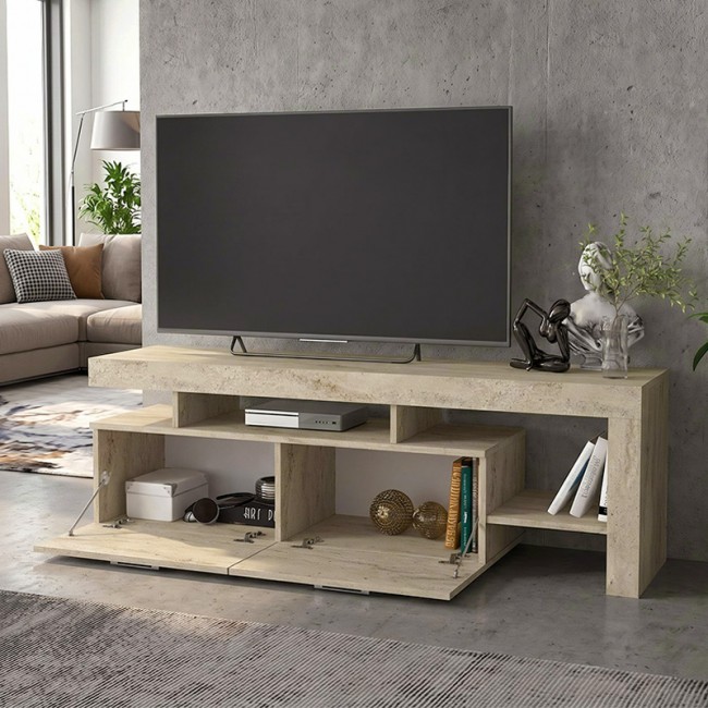 Έπιπλο τηλεόρασης Acnes Megapap χρώμα travertine 160x40x53εκ.