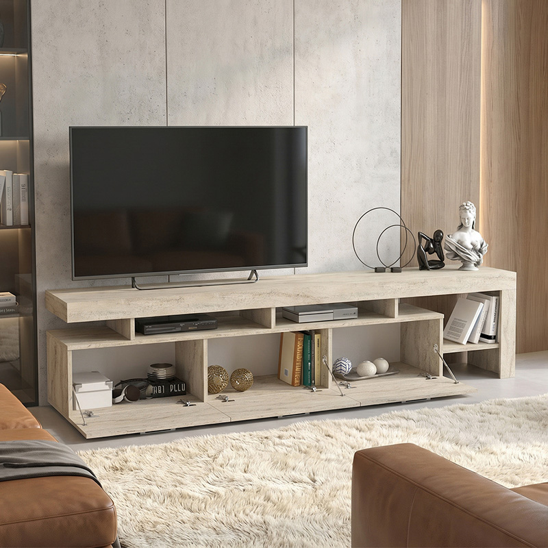 Acnes Megapap melamine tv stand in travertine color 220x40x52cm.
