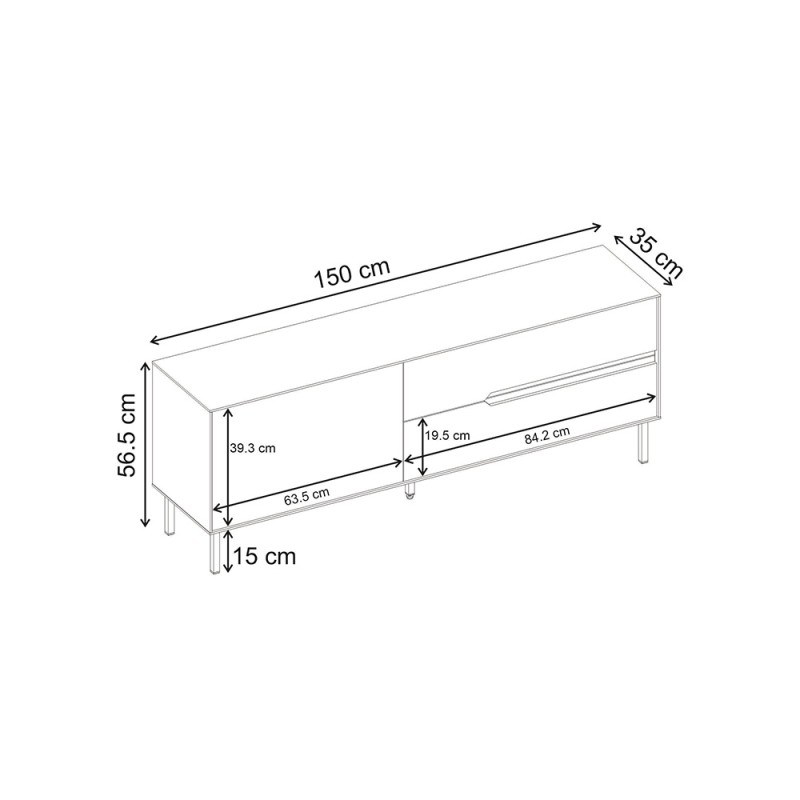 Arch Megapap melamine tv stand in sandstone color 150x35x56.5cm.