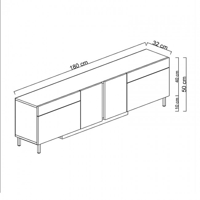 Έπιπλο τηλεόρασης Arlen Megapap με Led Rgb χρώμα ανθρακί 180x32x50εκ.