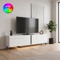 Arlen Megapap melamine TV stand with Rgb Led  in white color 180x32x50cm.