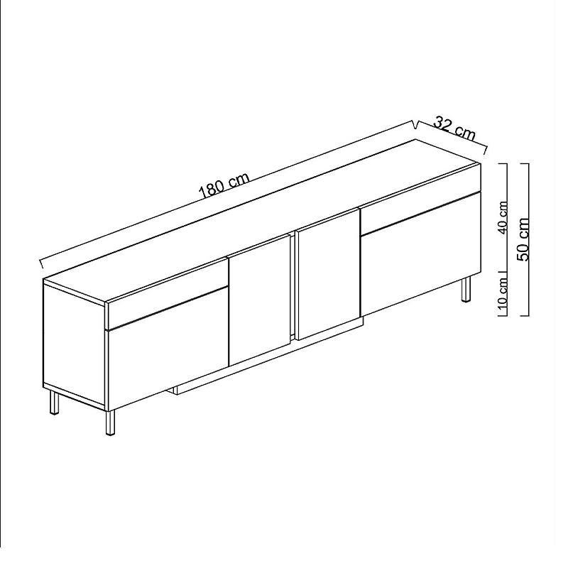 Arlen Megapap melamine TV stand with Rgb Led  in white color 180x32x50cm.