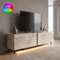 Arlen Megapap melamine TV stand with Rgb Led  in travertine color 180x32x50cm.
