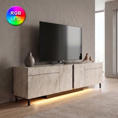 Έπιπλο τηλεόρασης Arlen Megapap με Led Rgb χρώμα travertine 180x32x50εκ.