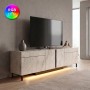 Arlen Megapap melamine TV stand with Rgb Led  in travertine color 180x32x50cm.