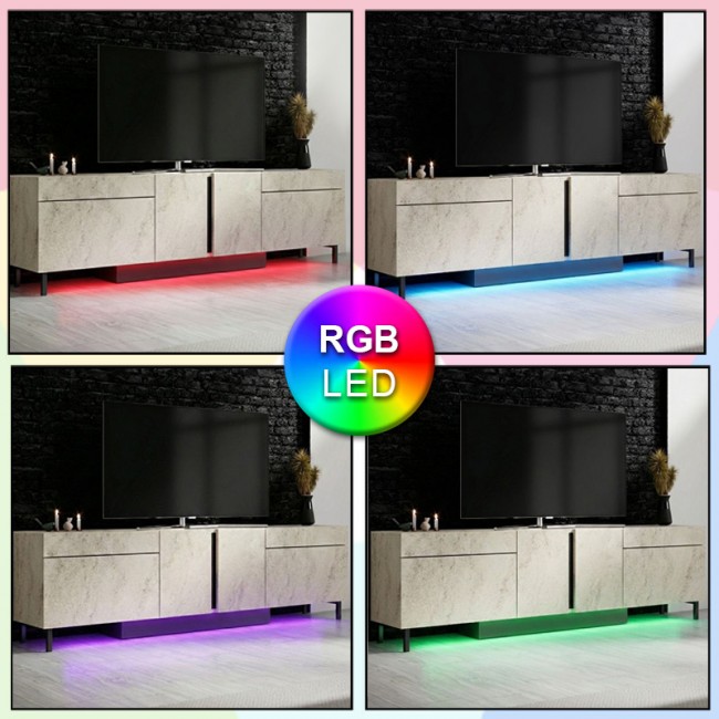 Έπιπλο τηλεόρασης Arlen Megapap με Led Rgb χρώμα travertine 180x32x50εκ.