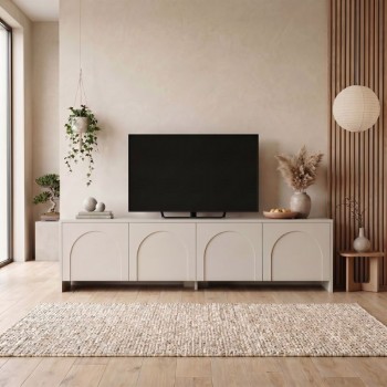 Έπιπλο τηλεόρασης Aurelia Megapap χρώμα κρεμ 180x32x45εκ.