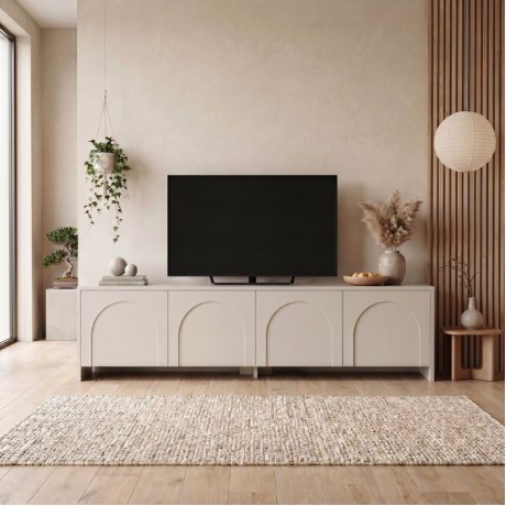 Έπιπλο τηλεόρασης Aurelia Megapap χρώμα κρεμ 180x32x45εκ.