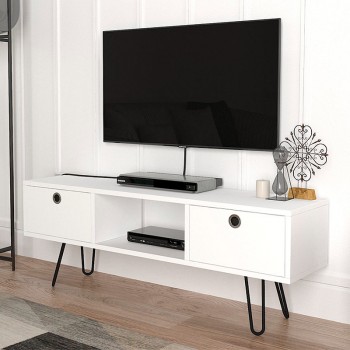 Έπιπλο τηλεόρασης Aversa Megapap χρώμα λευκό 120x29,5x43εκ.