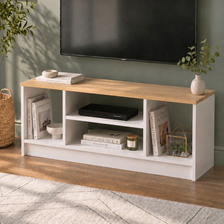Έπιπλο τηλεόρασης Bahama Megapap χρώμα λευκό - sapphire oak 120x35x46,5εκ.