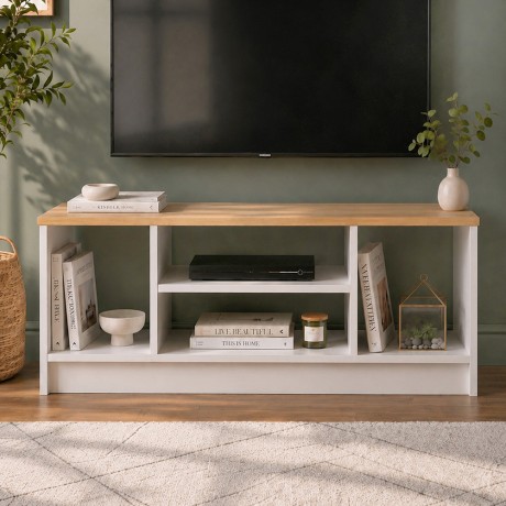 Έπιπλο τηλεόρασης Bahama Megapap χρώμα λευκό - sapphire oak 120x35x46,5εκ.