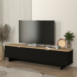 Έπιπλο τηλεόρασης Bohema Megapap χρώμα μαύρο - sepet oak 180x47x45,6εκ. Έπιπλο τηλεόρασης Bohema Megapap χρώμα μαύρο - sepet oak 180x47x45,6εκ.