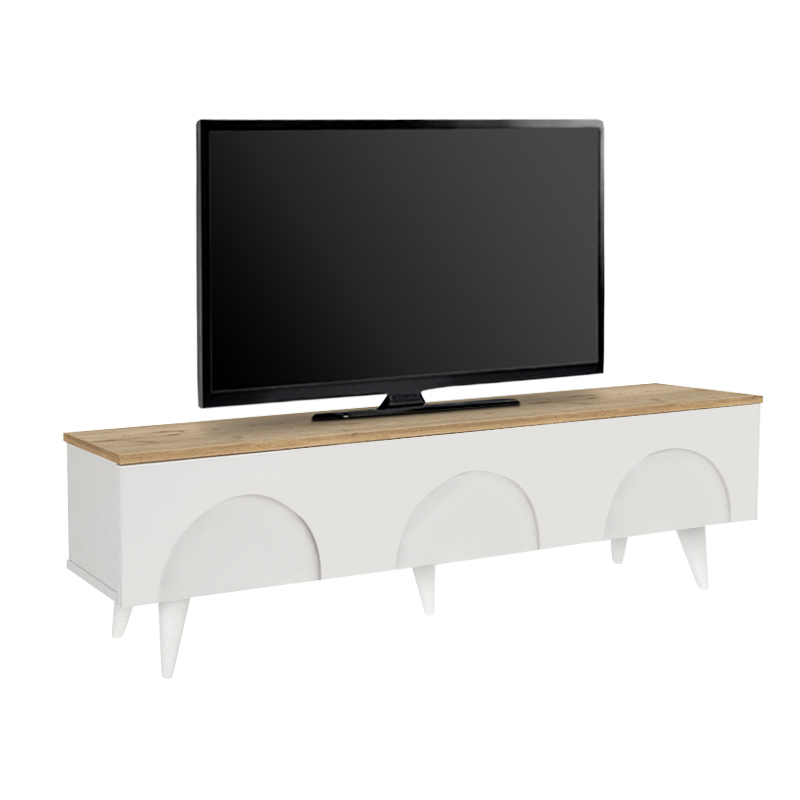 Bono Megapap melamine tv stand in white - sepet oak color 150x32.3x42.1cm.