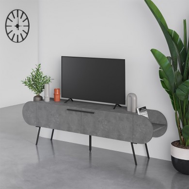 Capsule Megapap melamine TV furniture in retro grey color 195x37,4x57,5cm.