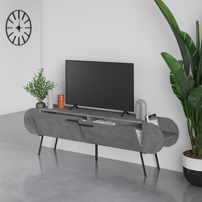 Έπιπλο τηλεόρασης Capsule Megapap χρώμα γκρι ρετρό 195x37,4x57,5εκ.