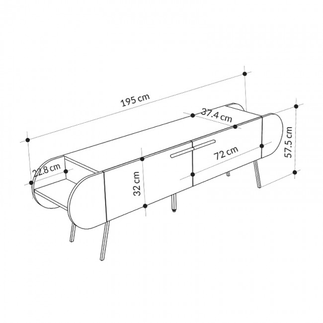 Έπιπλο τηλεόρασης Capsule Megapap χρώμα γκρι ρετρό 195x37,4x57,5εκ.