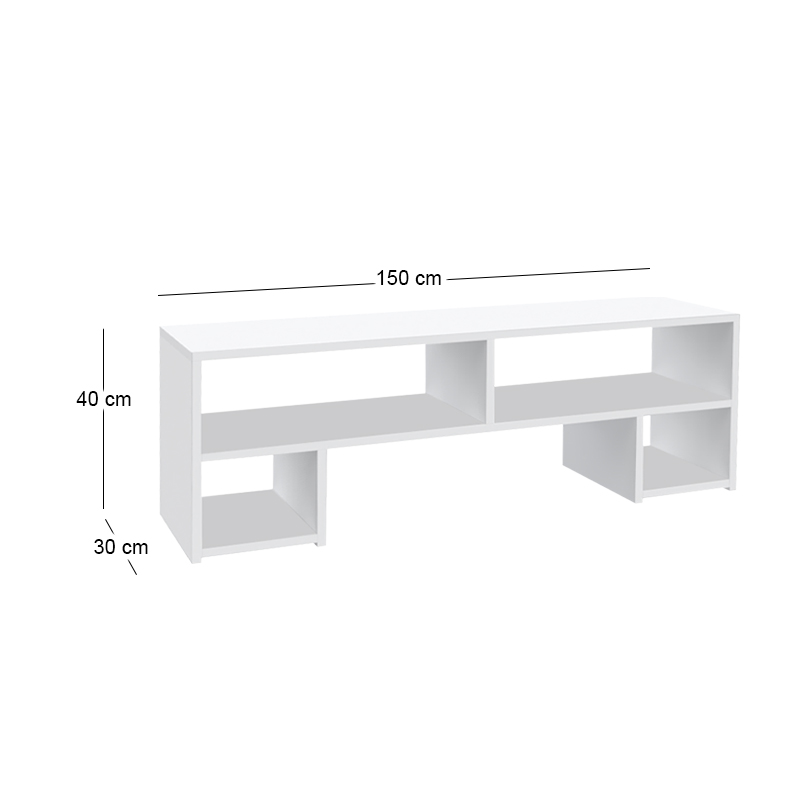 Έπιπλο τηλεόρασης Dabi Megapap χρώμα λευκό 150x30x40εκ.