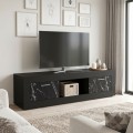 Davin Megapap melamine tv stand in black - black marble effect color 180x40x47cm.
