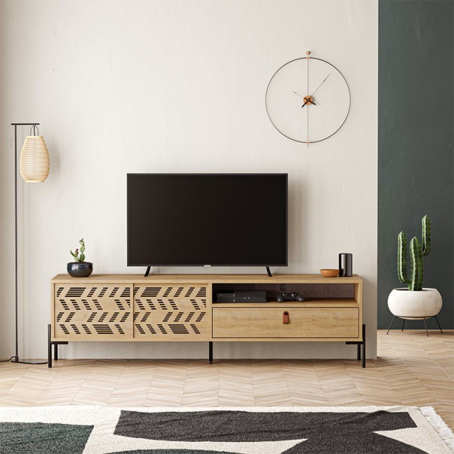 Έπιπλο τηλεόρασης Dionysos Megapap χρώμα φυσικό οξιάς 170x45x48,6εκ.