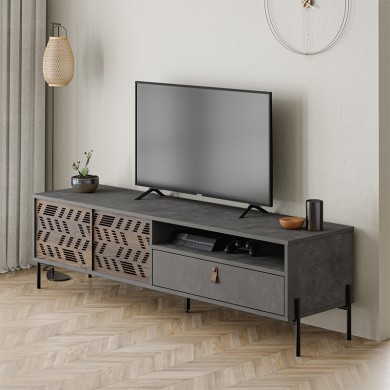 Dionysos Megapap melamine TV furniture in retro grey color 170x45x48,6cm.