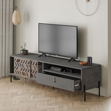 Dionysos Megapap melamine TV furniture in retro grey color 170x45x48,6cm.