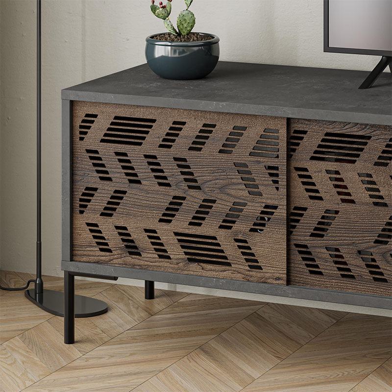 Dionysos Megapap melamine TV furniture in retro grey color 170x45x48,6cm.