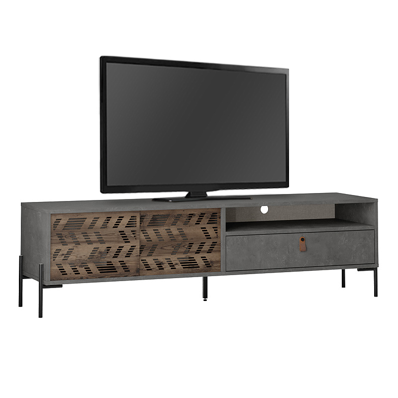 Dionysos Megapap melamine TV furniture in retro grey color 170x45x48,6cm.