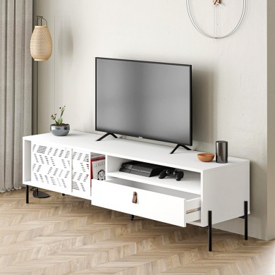 Dionysos Megapap melamine TV furniture in white color 170x45x48,6cm.