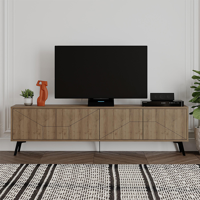 Dune Megapap melamine tv stand in light walnut color 180x29,6x50cm.