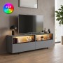 Eco Megapap melamine TV stand with Rgb Led  in anthracite color 180x32x67cm.