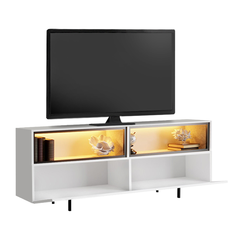 Eco Megapap melamine TV stand with Rgb Led  in white color 180x32x67cm.