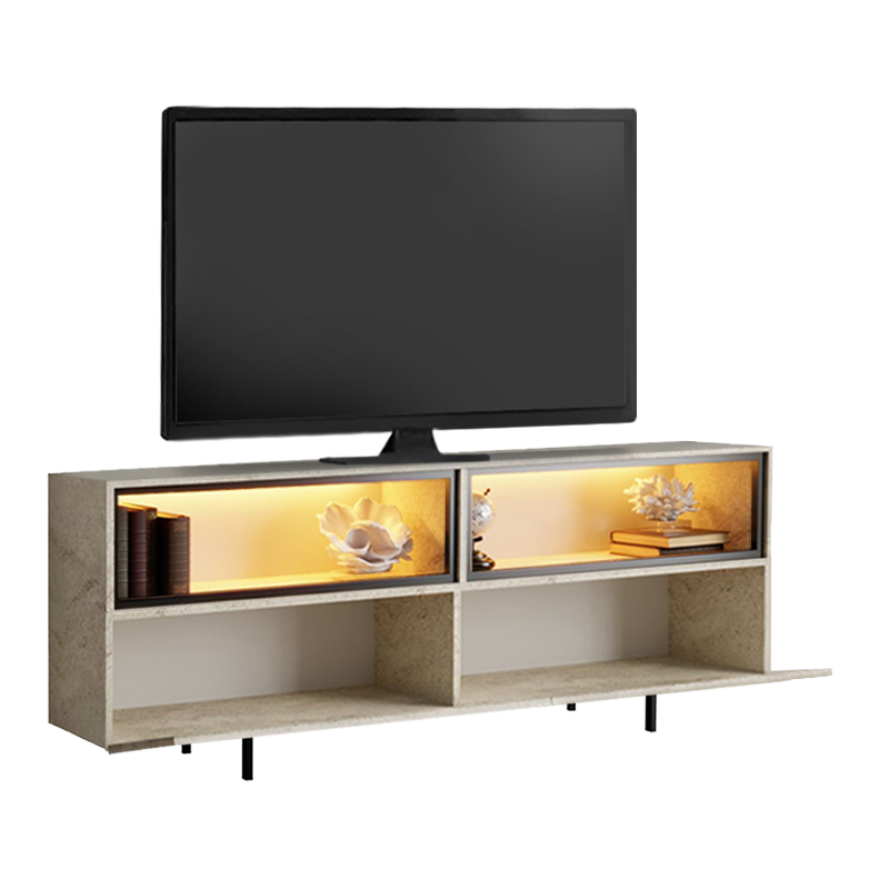 Eco Megapap melamine TV stand with Rgb Led  in travertine color 180x32x67cm.