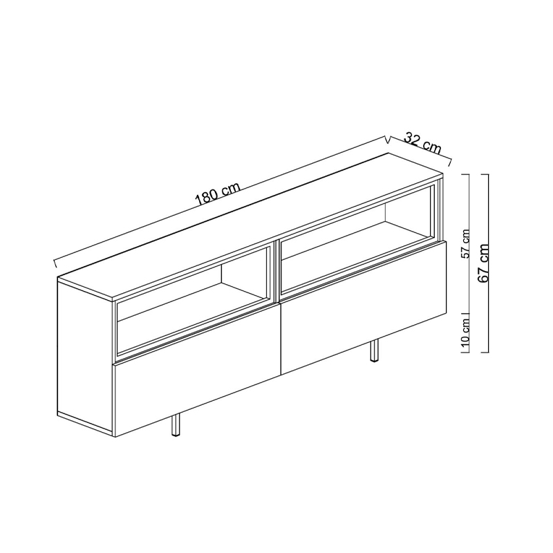 Eco Megapap melamine TV stand with Rgb Led  in travertine color 180x32x67cm.
