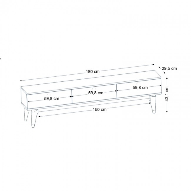 Elendra Megapap melamine TV stand in walnut color 180x29,5x43cm.