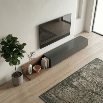 Έπιπλο τηλεόρασης Enstey Megapap επεκτεινόμενο χρώμα καρυδί - ανθρακί 260x41,8x33,5εκ.