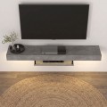 Έπιπλο τηλεόρασης επιτοίχιο Albares Megapap με LED χρώμα γκρι σκυροδέματος 150x29,6x22εκ.