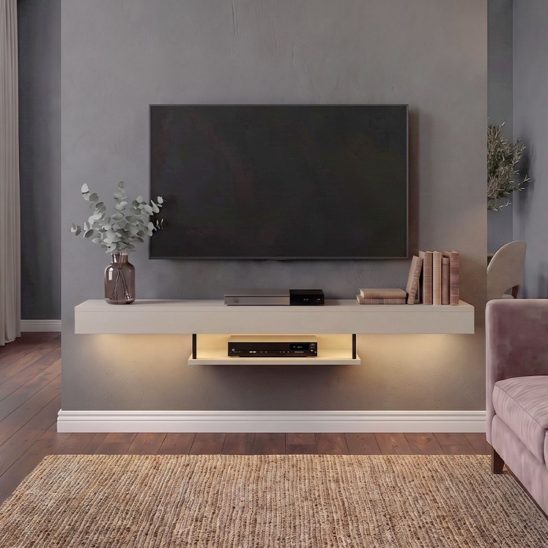 Έπιπλο τηλεόρασης επιτοίχιο Albares Megapap με LED χρώμα sandstone 150x29,6x22εκ.