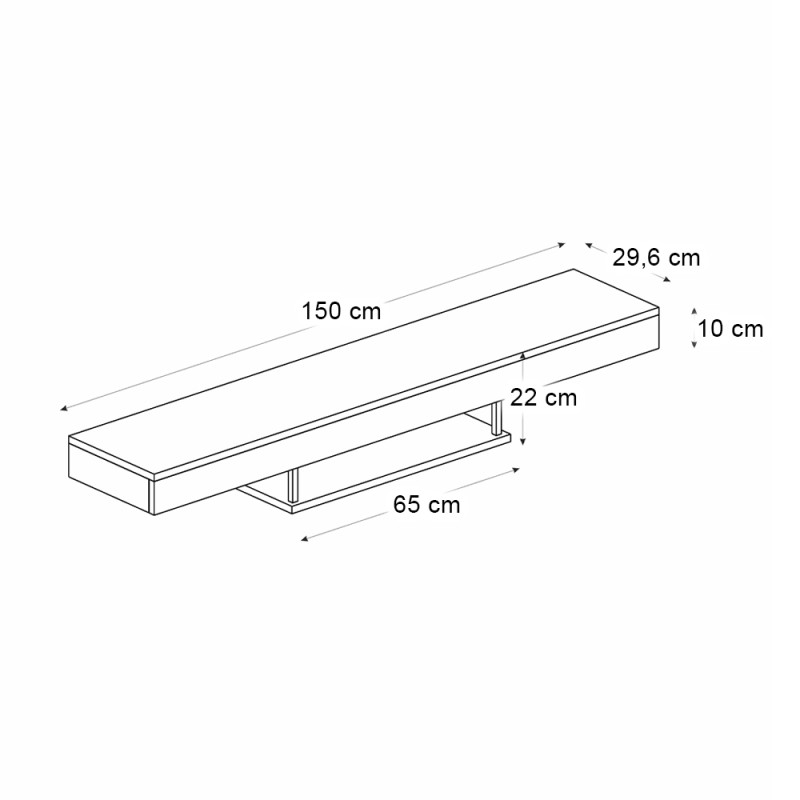 Έπιπλο τηλεόρασης επιτοίχιο Albares Megapap με LED χρώμα sandstone 150x29,6x22εκ.