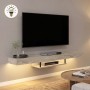 Έπιπλο τηλεόρασης επιτοίχιο Albares Megapap με LED χρώμα travertine 150x29,6x22εκ.