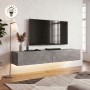Aristo Megapap melamine wall TV cabinet with LED lighting in concrete grey color 135x31.6x25cm.